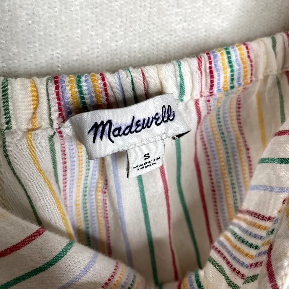 Madewell Button Front Rainbow Stripe Cami Tank Top Small Textural Embroidered - Picture 4 of 9